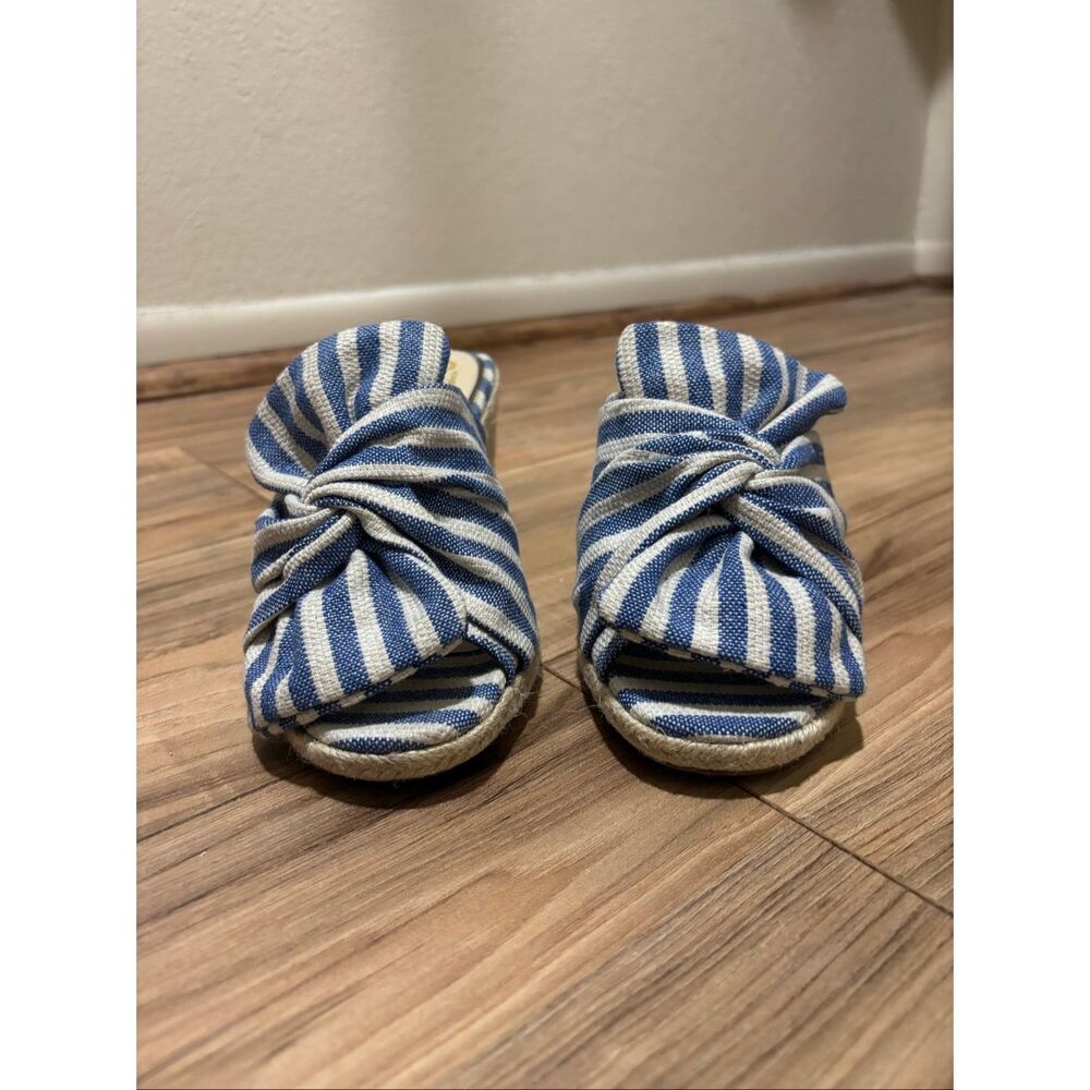 Circus by Sam Edelman Striped Espadrille Wedge Mules - Blue/White Knot Front, EU